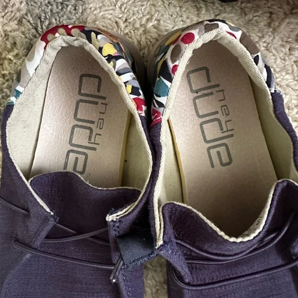 Hey Dude WOMENS Blue Loafers with Colorful Accents - Picture 4 of 5